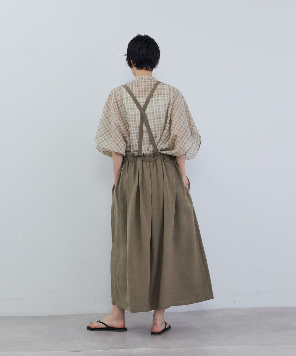 ADIEU TRISTESSE 麻レーヨンサスペンダースカート モカ
