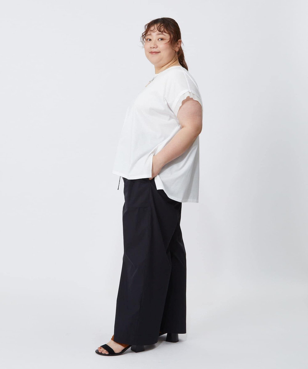 MOGA Lサイズ（大きいサイズ） 【大きいサイズ】60/2天竺メッシュレイヤードクルーネックTシャツ オフホワイト