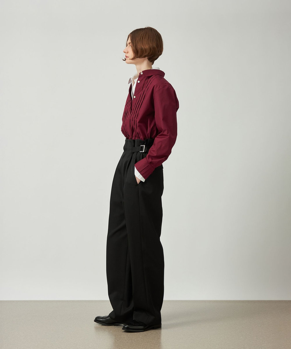 DÉPAREILLÉ WOOL GABARDINE WAIST BELT PANTS / ウールギャバジンウエストベルトパンツ ブラック
