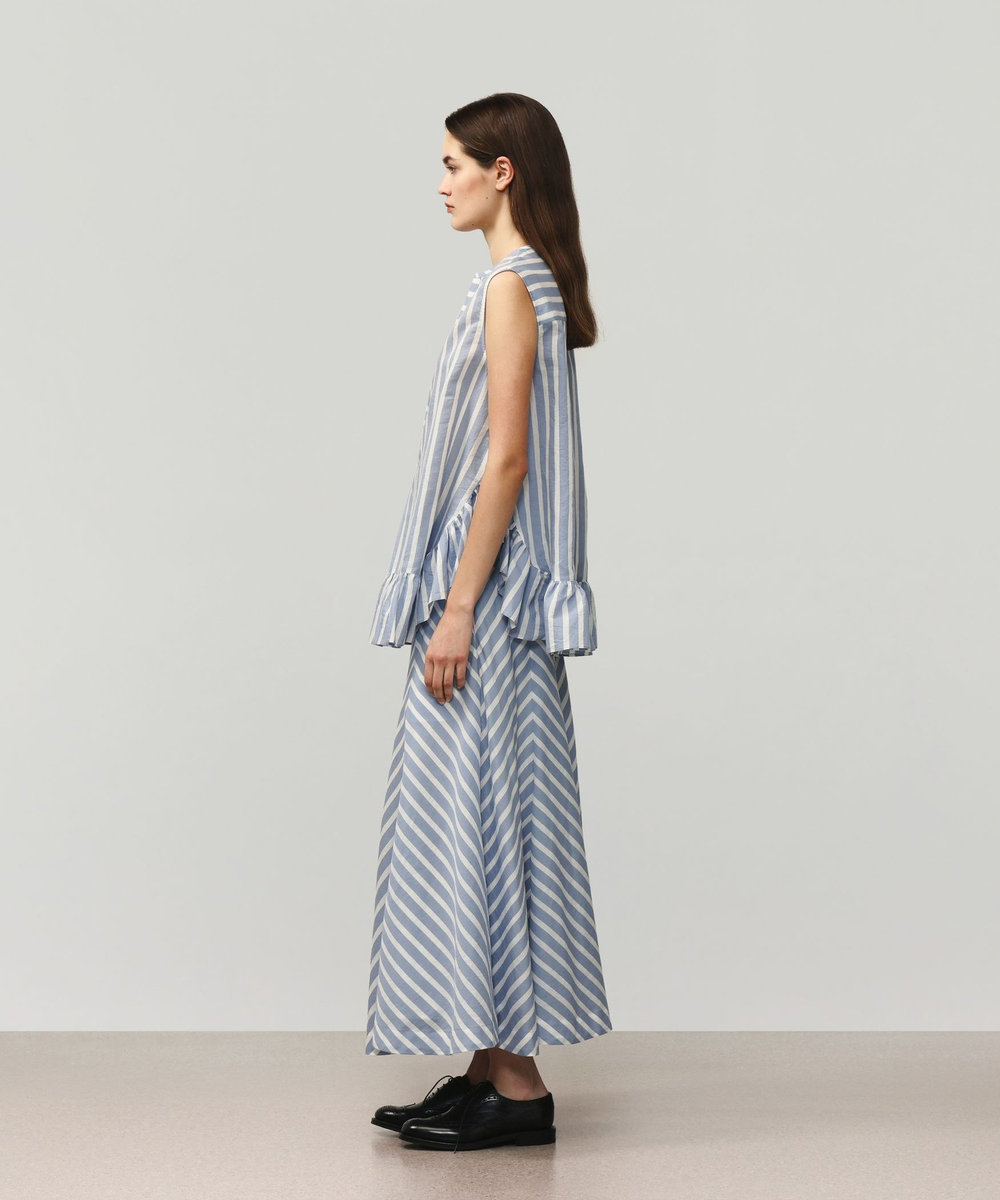 DÉPAREILLÉ COTTON SILK BORDER SKIRT ブルー