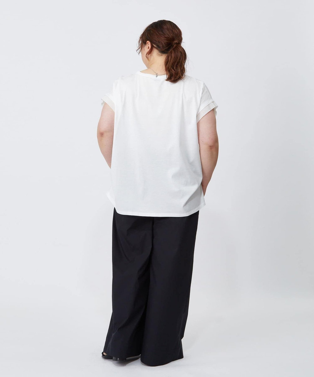 MOGA Lサイズ（大きいサイズ） 【大きいサイズ】60/2天竺メッシュレイヤードクルーネックTシャツ オフホワイト