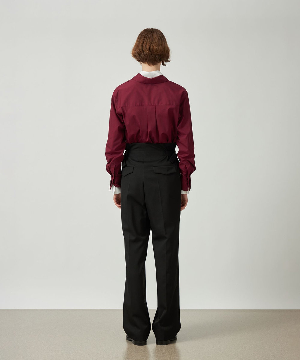 DÉPAREILLÉ WOOL GABARDINE WAIST BELT PANTS / ウールギャバジンウエストベルトパンツ ブラック