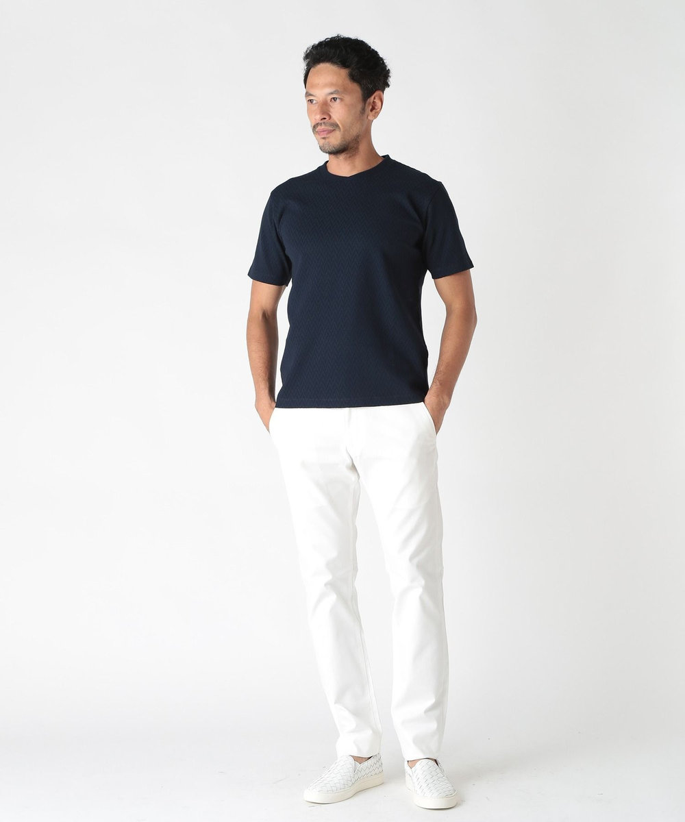 MEN'S BIGI ＜ON/OFF兼用＞シャドーヘリンボーンストレッチパンツ ホワイト