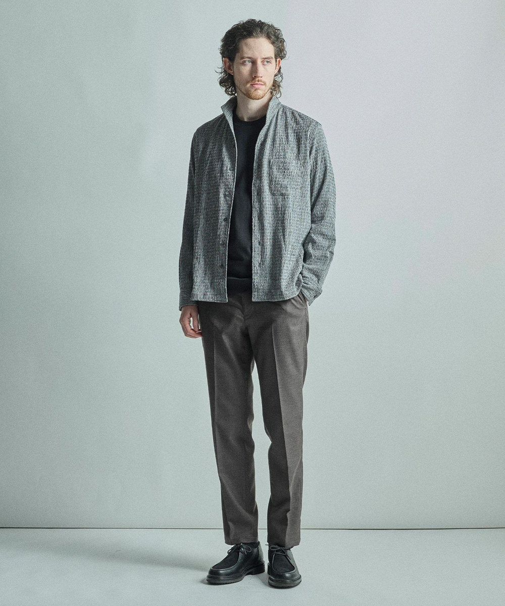 MEN'S BIGI シャーリング楊柳 シャツブルゾン＜ストレッチ＞ ブラック