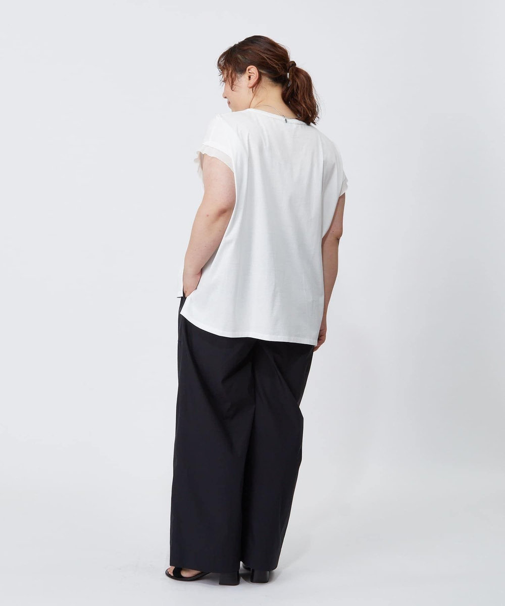 MOGA Lサイズ（大きいサイズ） 【大きいサイズ】60/2天竺メッシュレイヤードクルーネックTシャツ オフホワイト