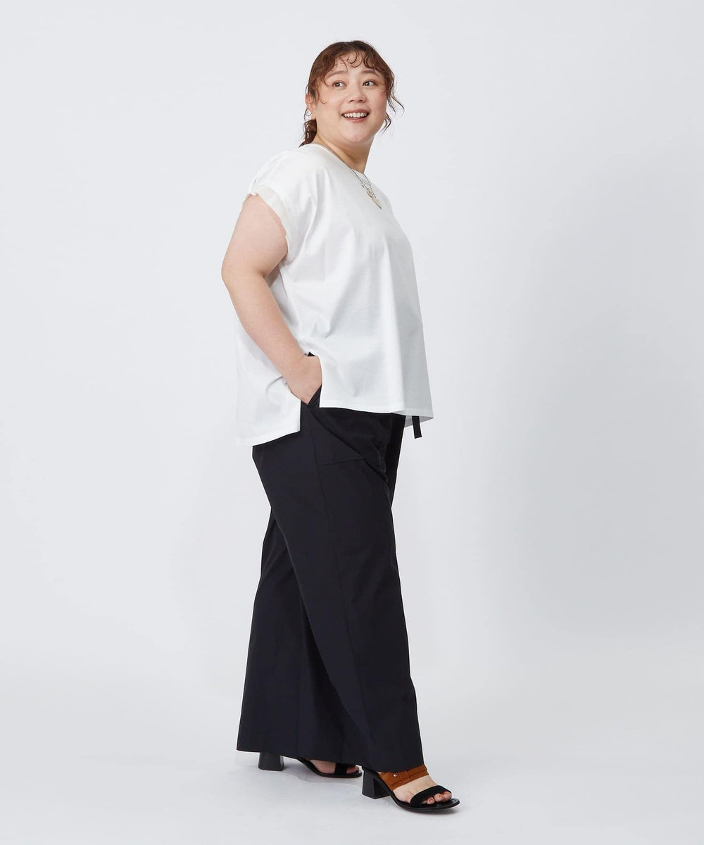 MOGA Lサイズ（大きいサイズ） 【大きいサイズ】60/2天竺メッシュレイヤードクルーネックTシャツ オフホワイト
