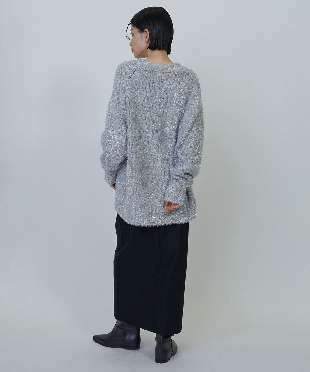 1er Arrondissement ラメシャギーカーディガン シルバー