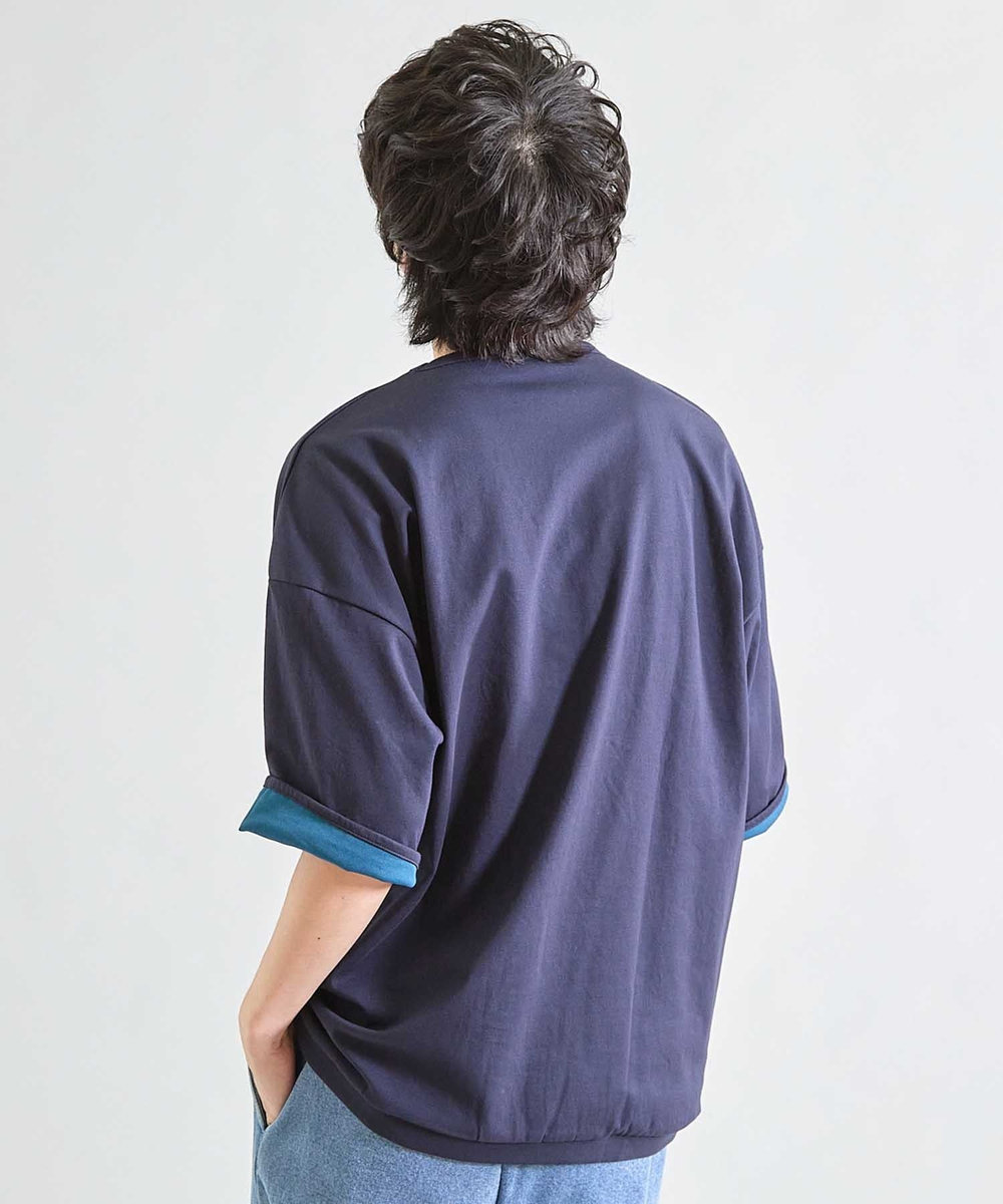 UNION STATION Wフェイス裏メッシュ5分袖T ネイビー