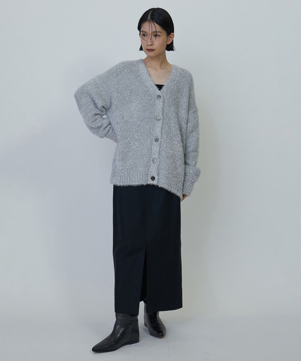 1er Arrondissement ラメシャギーカーディガン シルバー