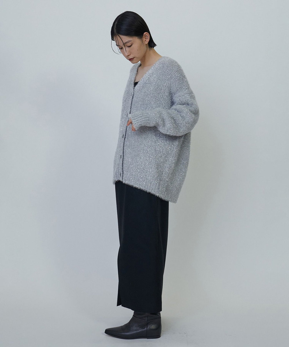 1er Arrondissement ラメシャギーカーディガン シルバー