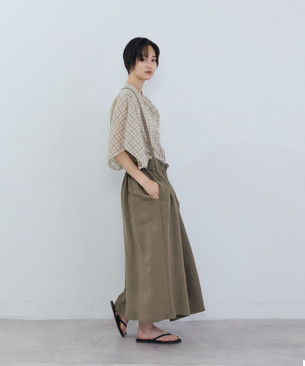 ADIEU TRISTESSE 麻レーヨンサスペンダースカート モカ