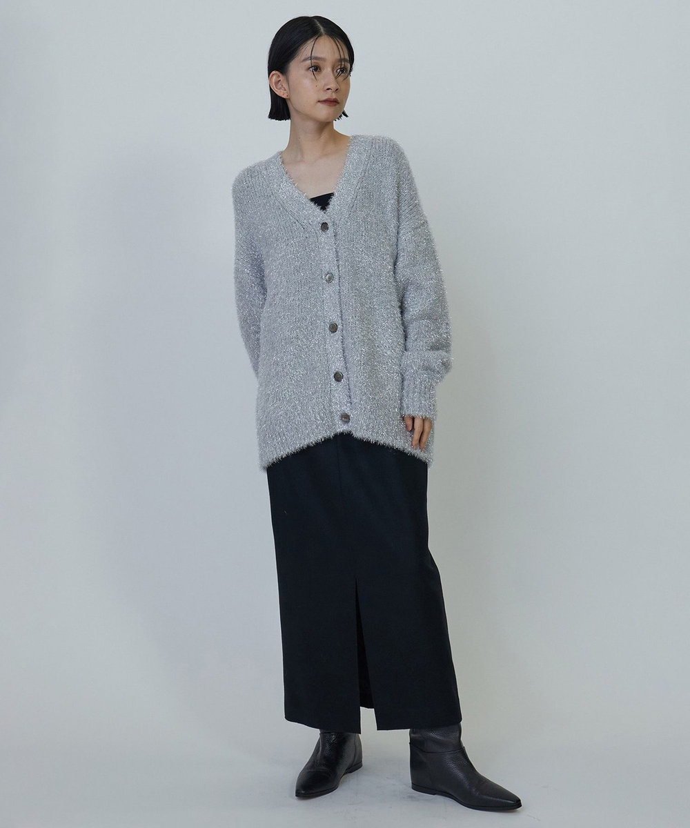 1er Arrondissement ラメシャギーカーディガン シルバー
