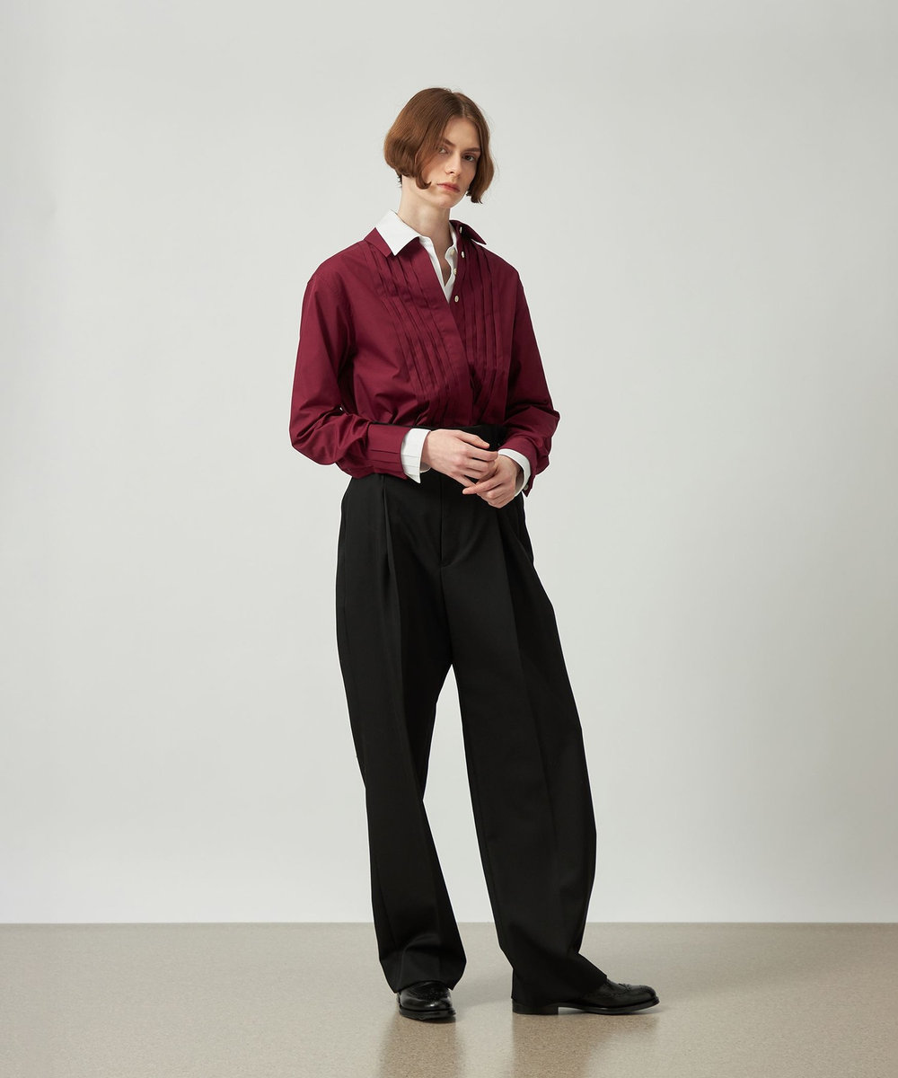 DÉPAREILLÉ WOOL GABARDINE WAIST BELT PANTS / ウールギャバジンウエストベルトパンツ ブラック