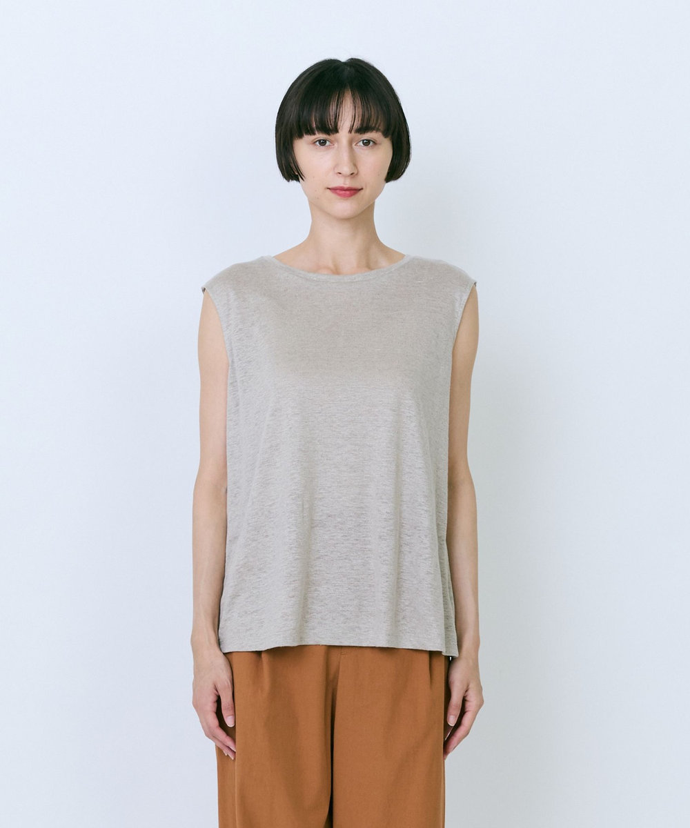 LOISIR リネン天竺スリーブレストップス キナリ