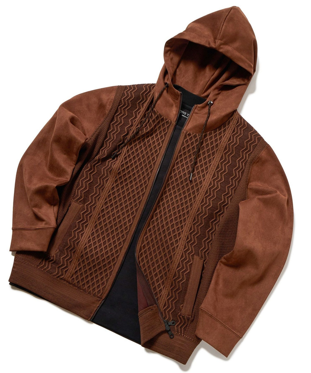 MEN'S BIGI ニットコンビパーカ ブラウン