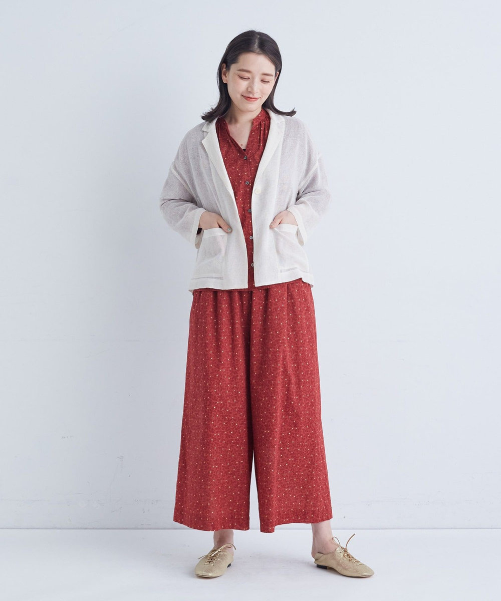 ADIEU TRISTESSE リーフプリントパンツ レッド系その他