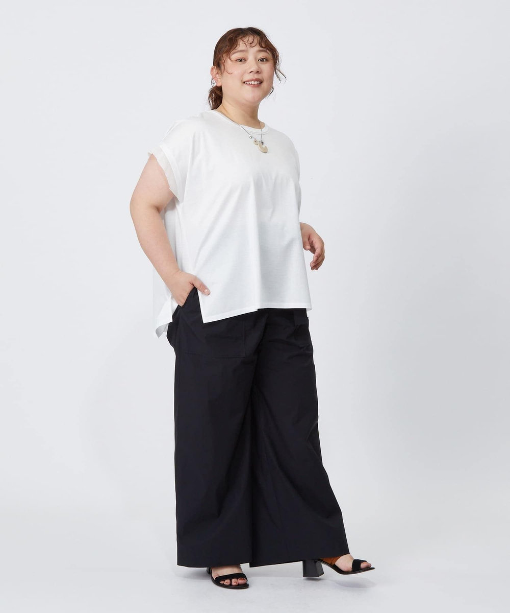 MOGA Lサイズ（大きいサイズ） 【大きいサイズ】60/2天竺メッシュレイヤードクルーネックTシャツ オフホワイト