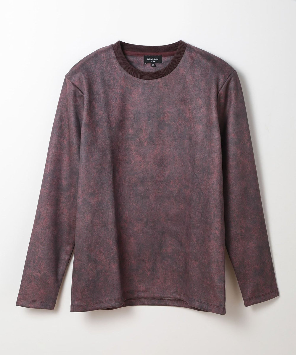 MEN'S BIGI ムラ柄プリントポンチカットソー ボルドー