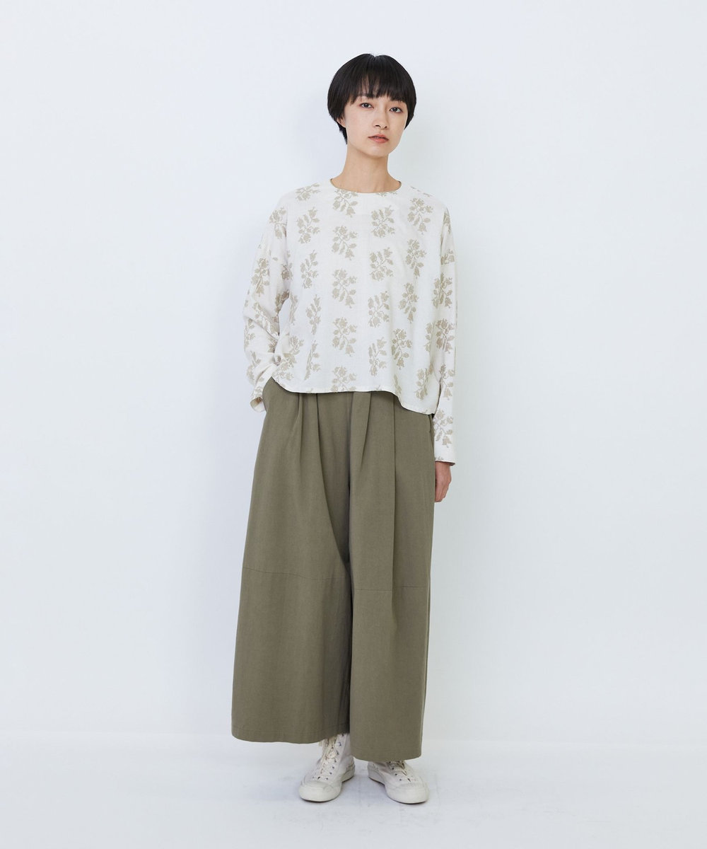 LOISIR オリジナル柄刺繍ボクシーブラウス キナリ
