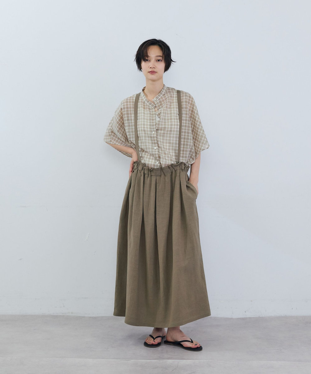 ADIEU TRISTESSE 麻レーヨンサスペンダースカート モカ