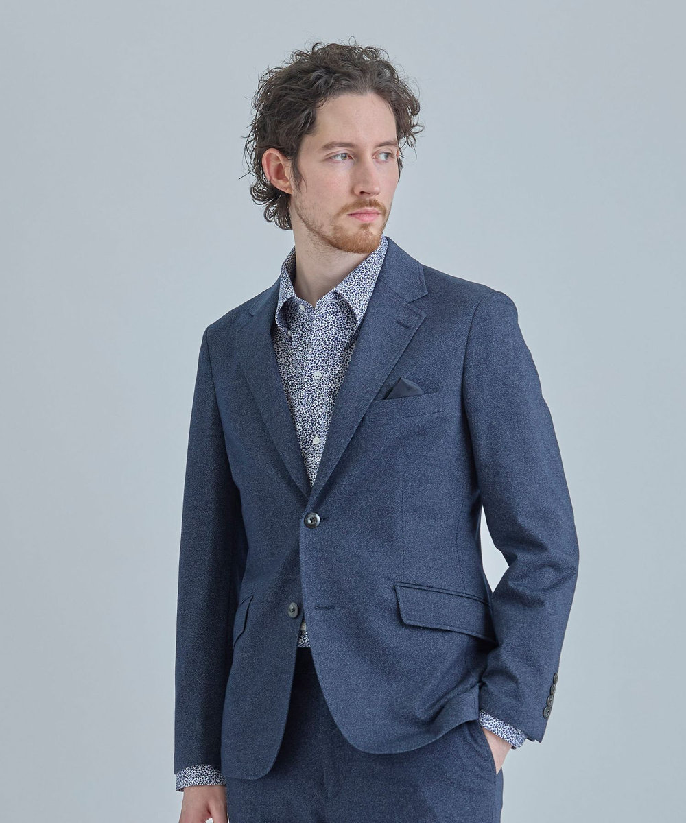 MEN'S BIGI 【ACTIVE TAILOR/アクティブテイラー】ハイゲージツイル ジャージジャケット＜防シワ性＞＜ストレッチ＞ ネイビー