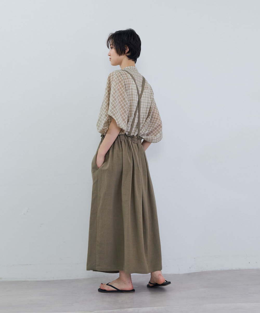 ADIEU TRISTESSE 麻レーヨンサスペンダースカート モカ