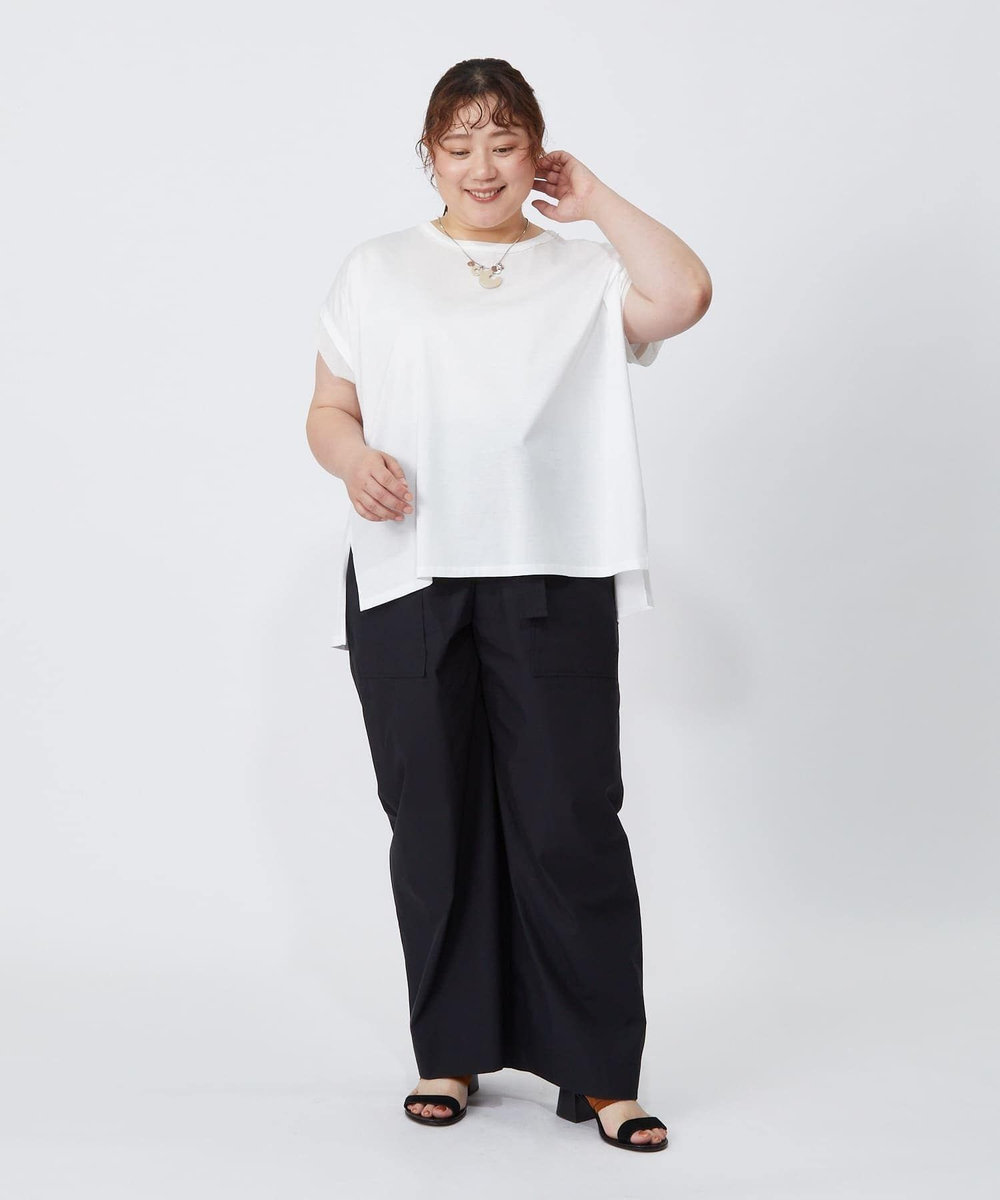 MOGA Lサイズ（大きいサイズ） 【大きいサイズ】60/2天竺メッシュレイヤードクルーネックTシャツ オフホワイト