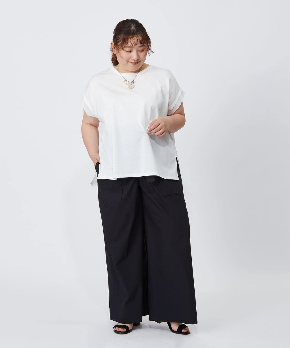 MOGA Lサイズ（大きいサイズ） 【大きいサイズ】60/2天竺メッシュレイヤードクルーネックTシャツ オフホワイト