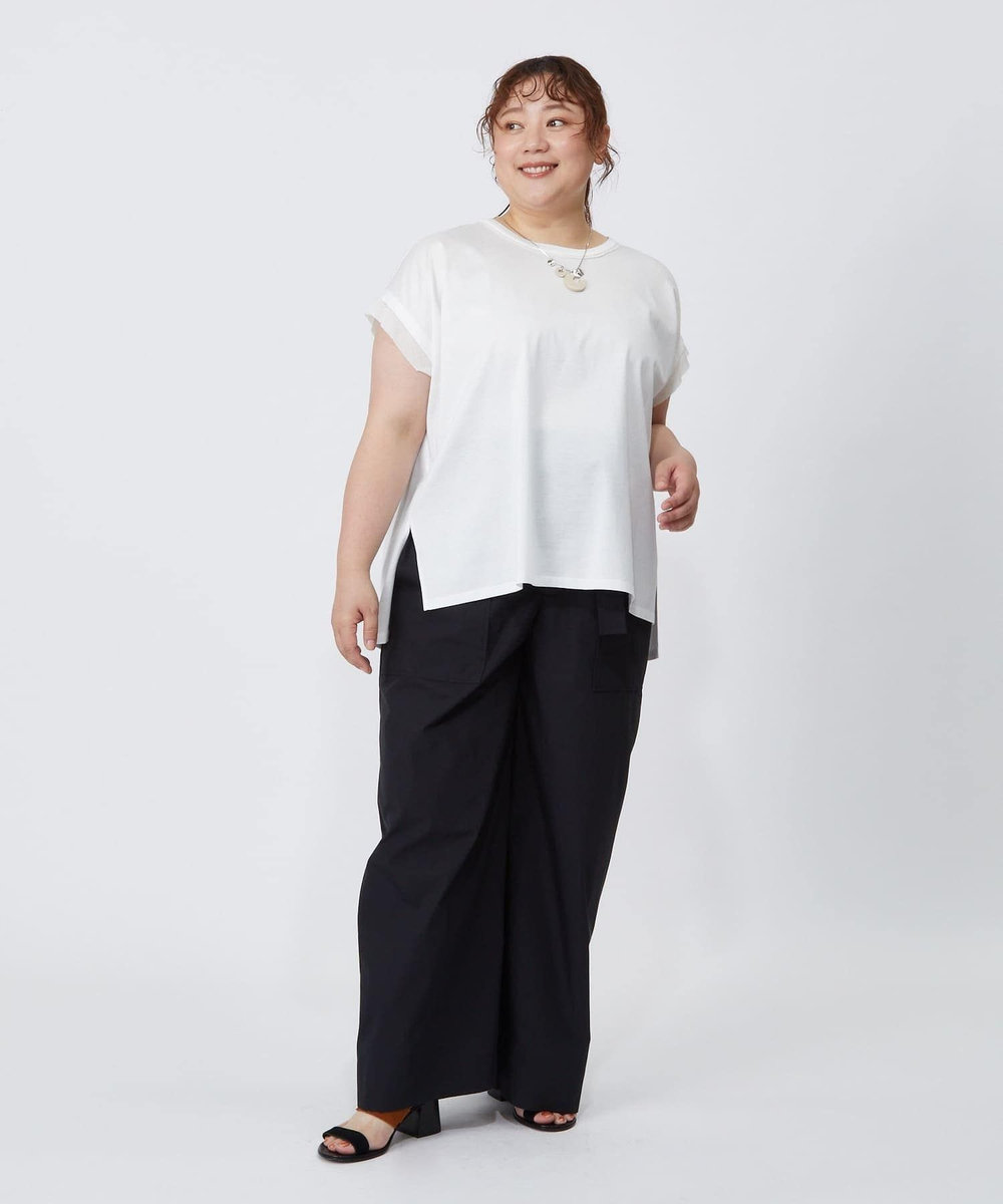 MOGA Lサイズ（大きいサイズ） 【大きいサイズ】60/2天竺メッシュレイヤードクルーネックTシャツ オフホワイト