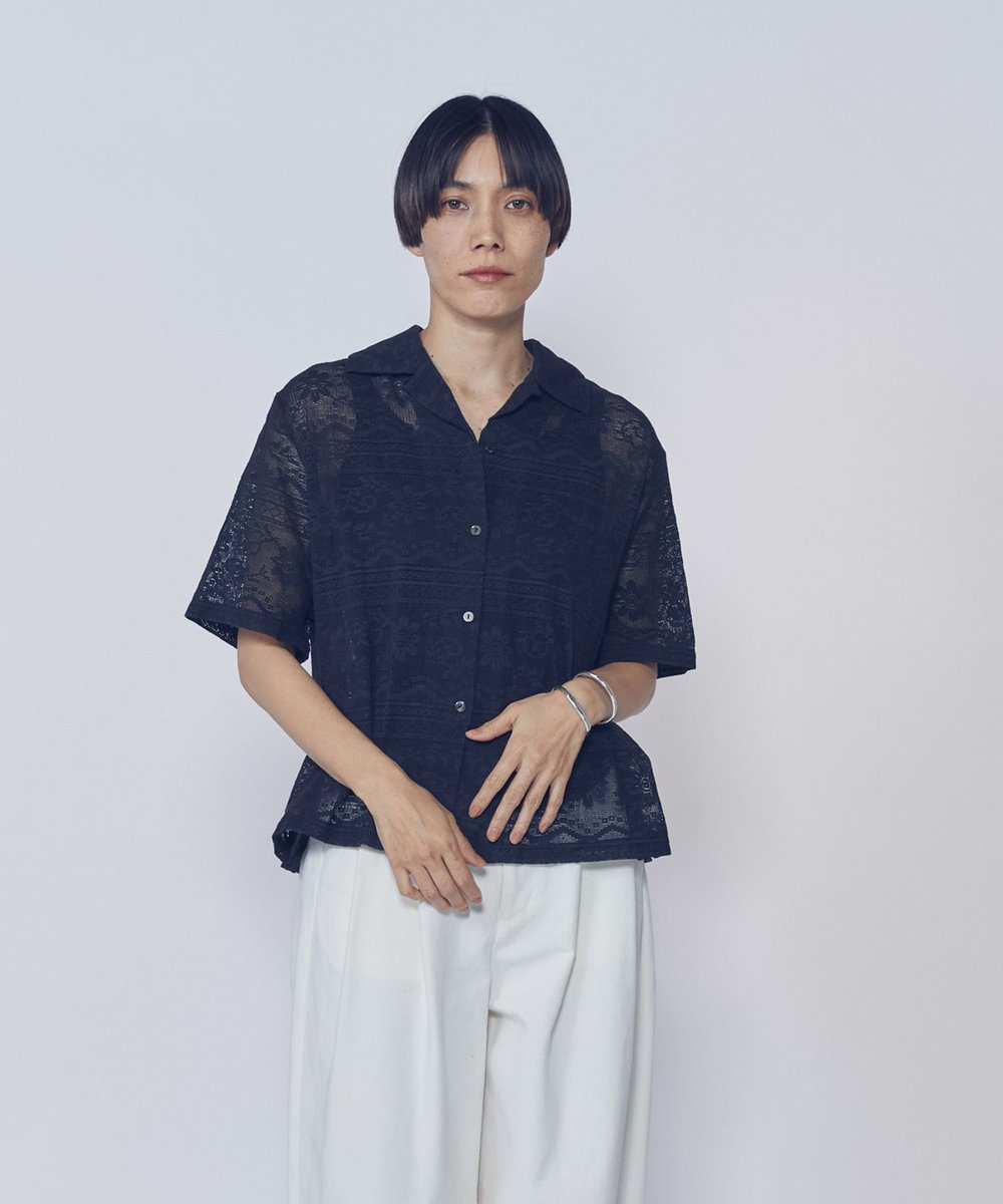 1er Arrondissement 【WEB限定】＜normment（ノーメント）＞コットンレースボタンシャツ ブラック