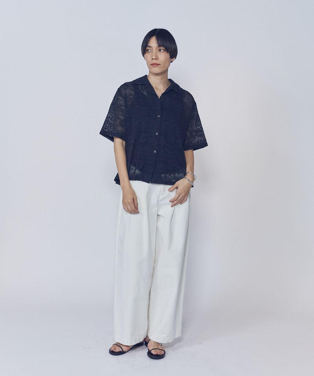 1er Arrondissement 【WEB限定】＜normment（ノーメント）＞コットンレースボタンシャツ ブラック