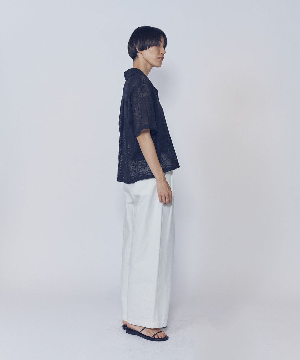 1er Arrondissement 【WEB限定】＜normment（ノーメント）＞コットンレースボタンシャツ ブラック