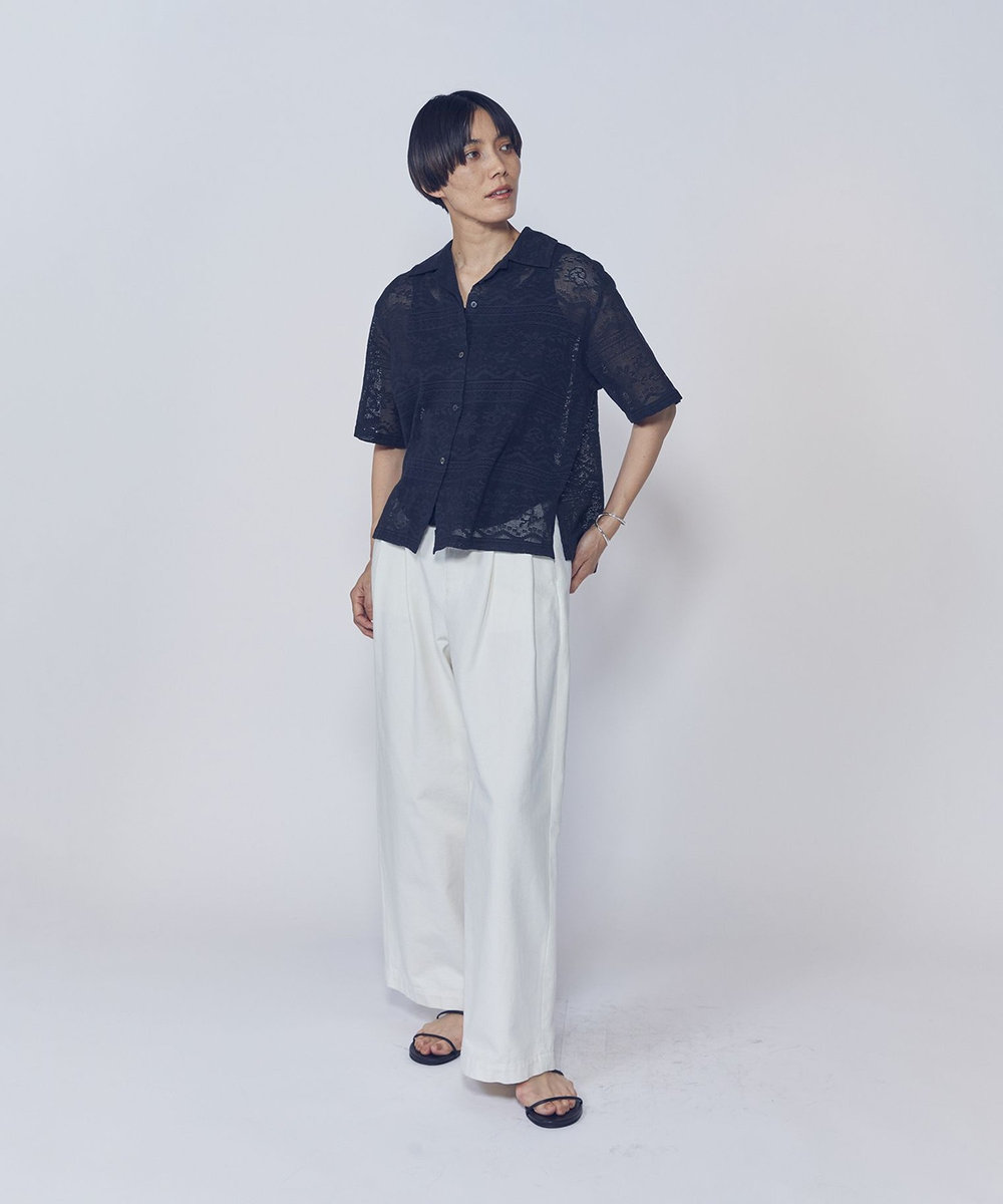1er Arrondissement 【WEB限定】＜normment（ノーメント）＞コットンレースボタンシャツ ブラック