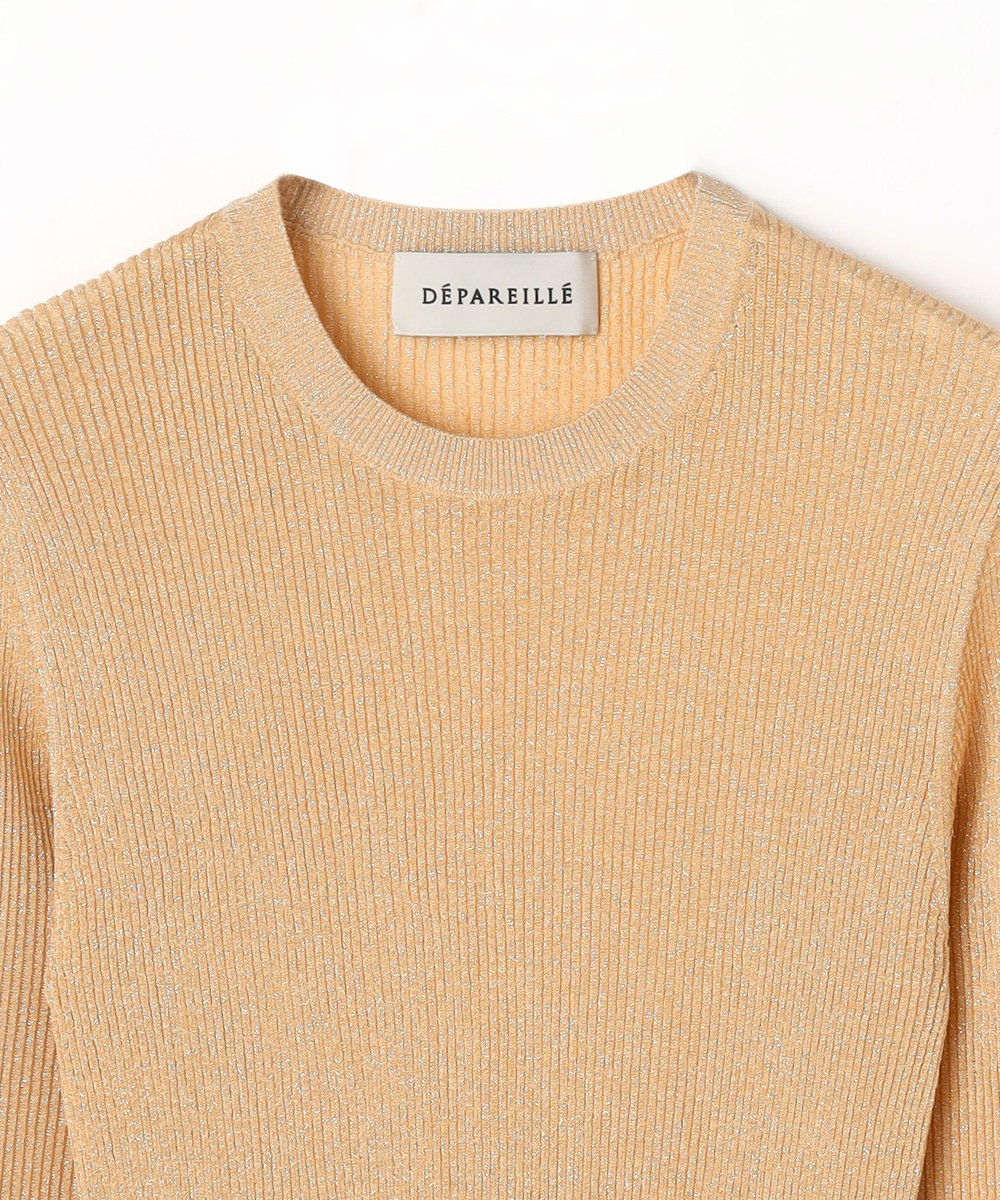 DÉPAREILLÉ LAME RIB CREW NECK KNIT / ラメリブクルーネックニット ベージュ