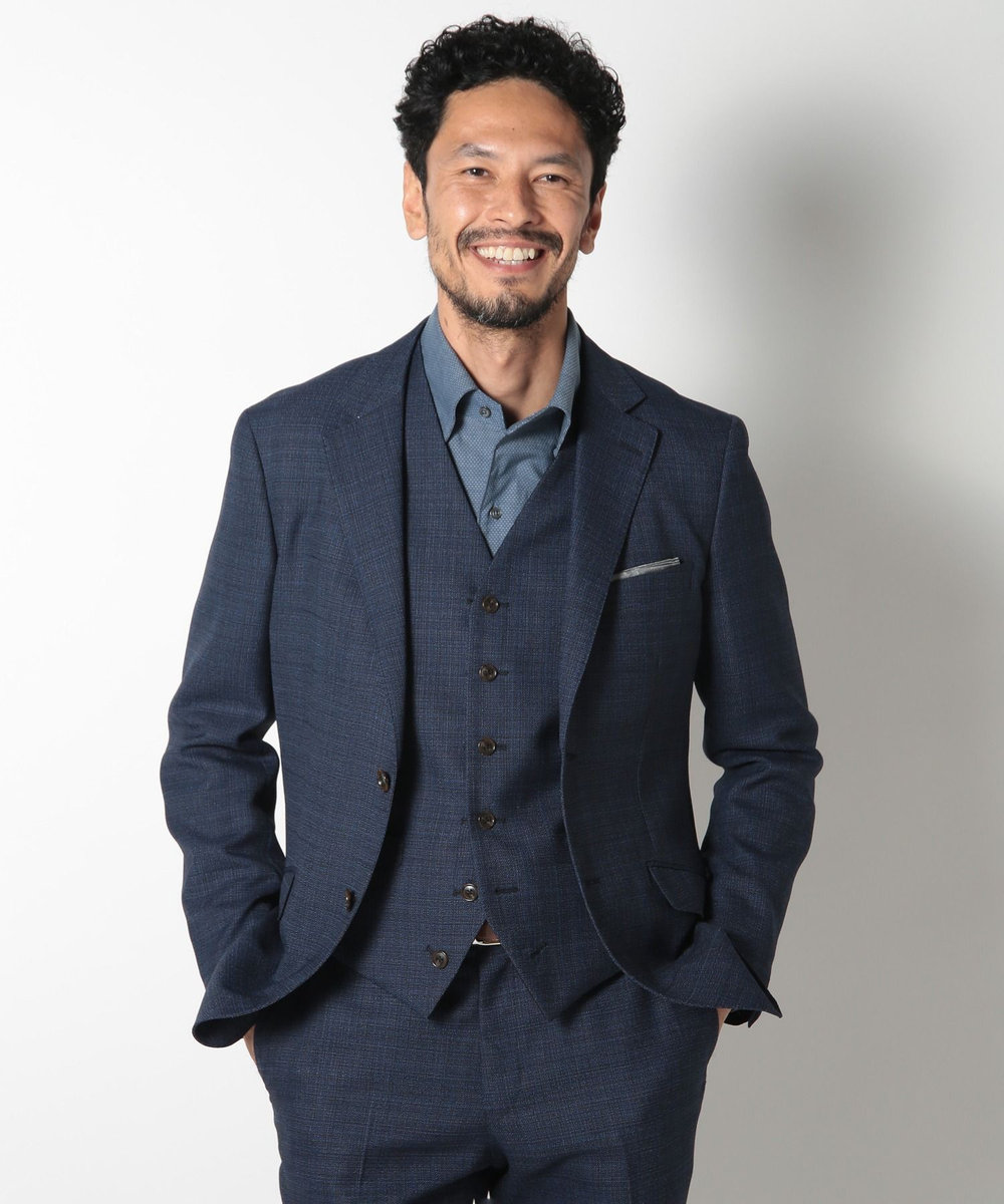 MEN'S BIGI 【ACTIVE TAILOR】ミックスヤーン/ホップサックジャケット ダークネイビー