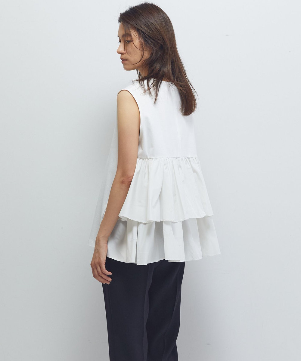 1er Arrondissement ポンチ×タフタバックティアードプルオーバー オフホワイト