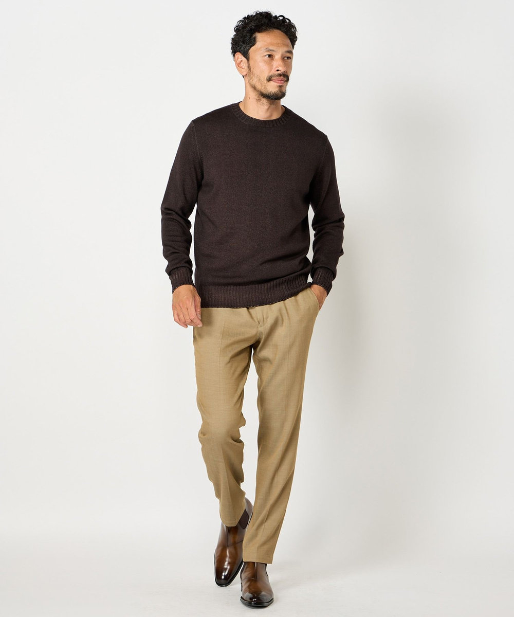 MEN'S BIGI 【FILIPPO DE LAURENTIIS】10Gクルーネックニット モカ