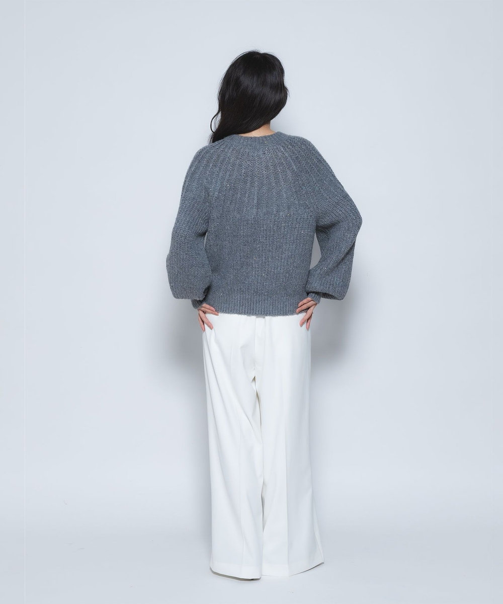 1er Arrondissement スパンコールコクーンニット グレー