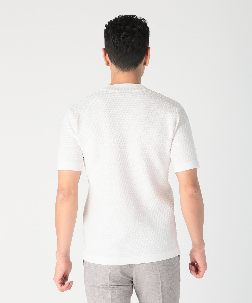 MEN'S BIGI ブリスターニットジャカードカットソー ホワイト
