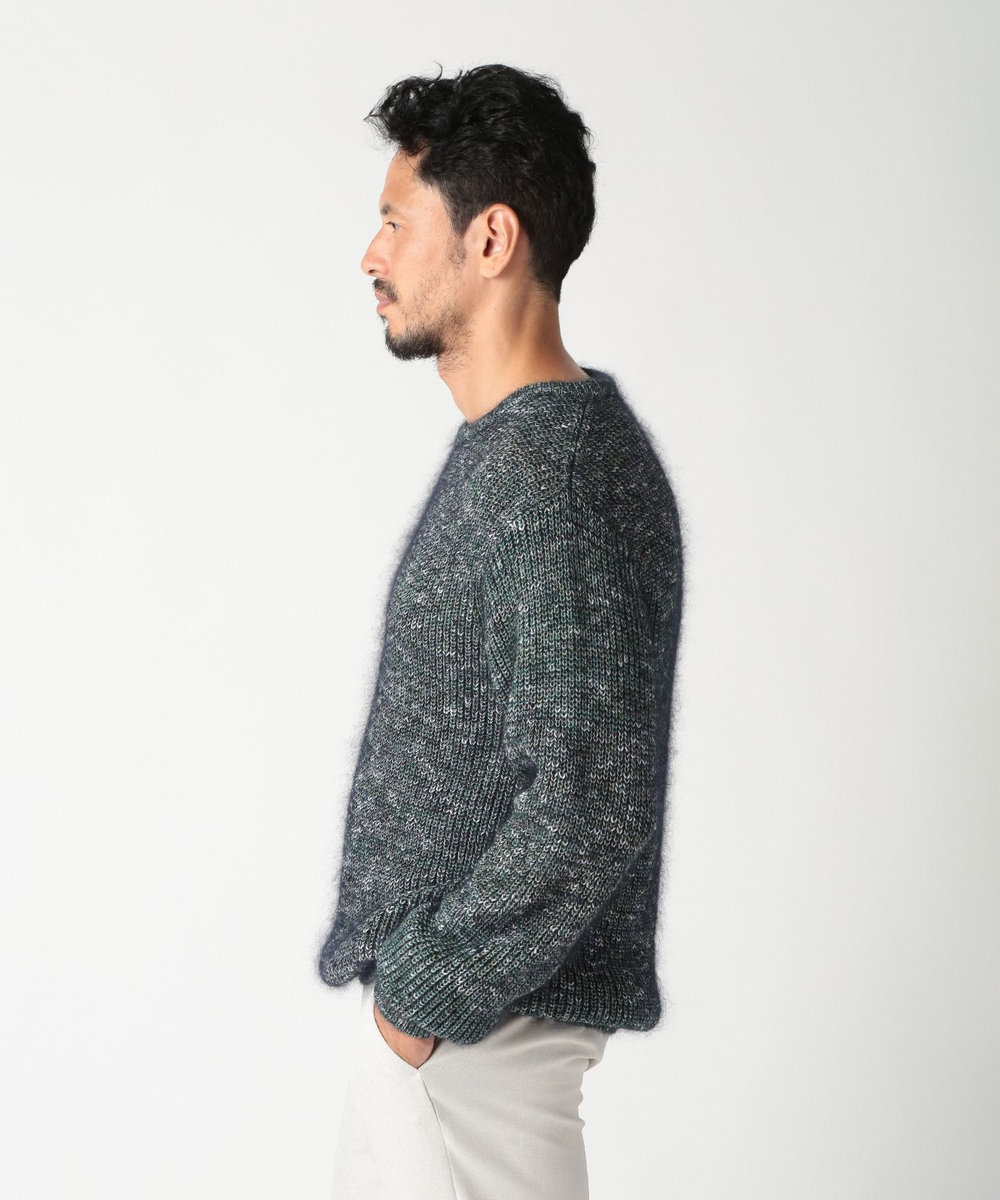 MEN'S BIGI キッドモヘアクルーネックニット グリーン