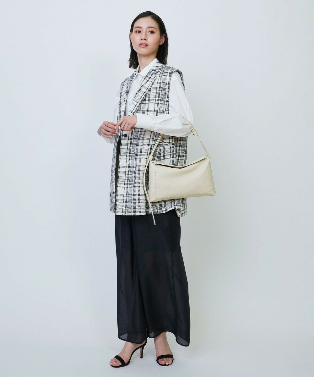L'EQUIPE ワッシャーコットン＆ナチュラルストライプシャツ ホワイト