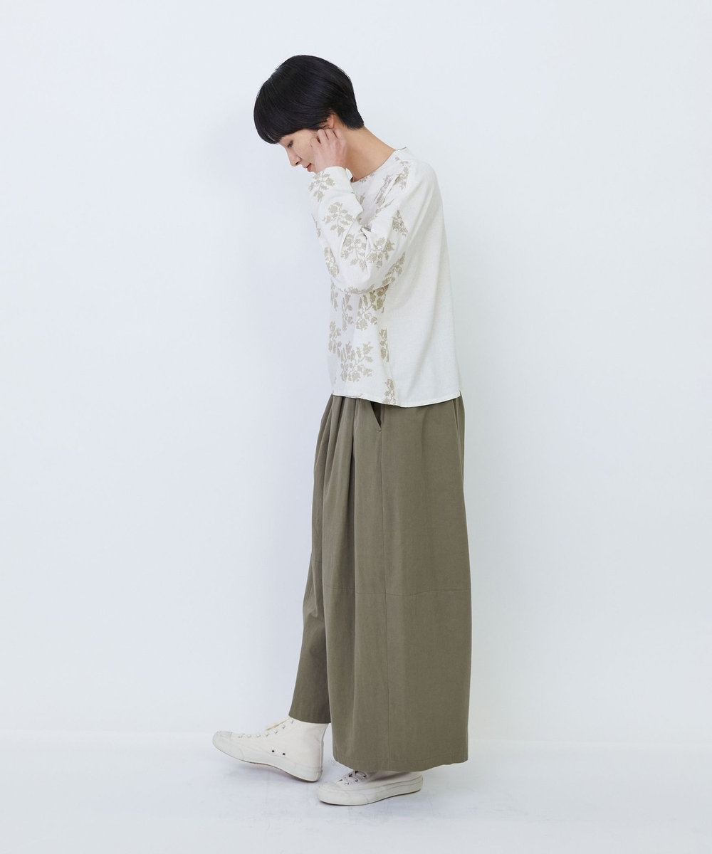 LOISIR オリジナル柄刺繍ボクシーブラウス キナリ