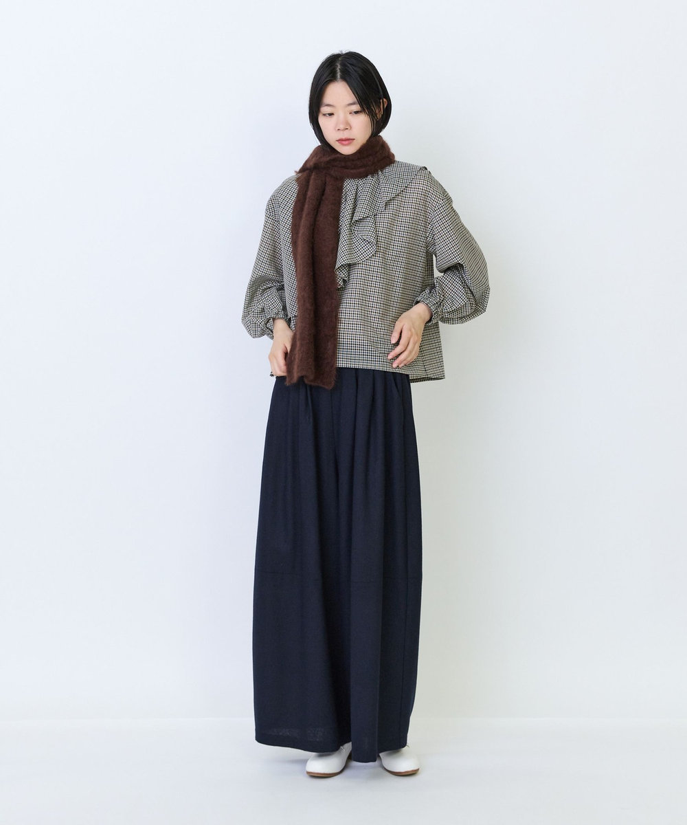 LOISIR カシミヤファー加工ストール ブラウン