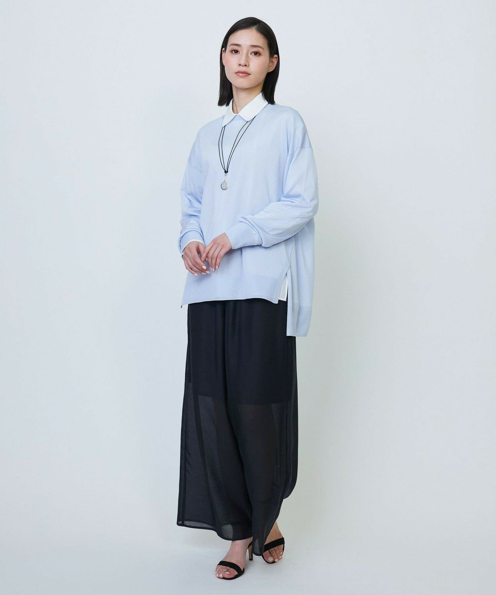L'EQUIPE ワッシャーコットン＆ナチュラルストライプシャツ ホワイト