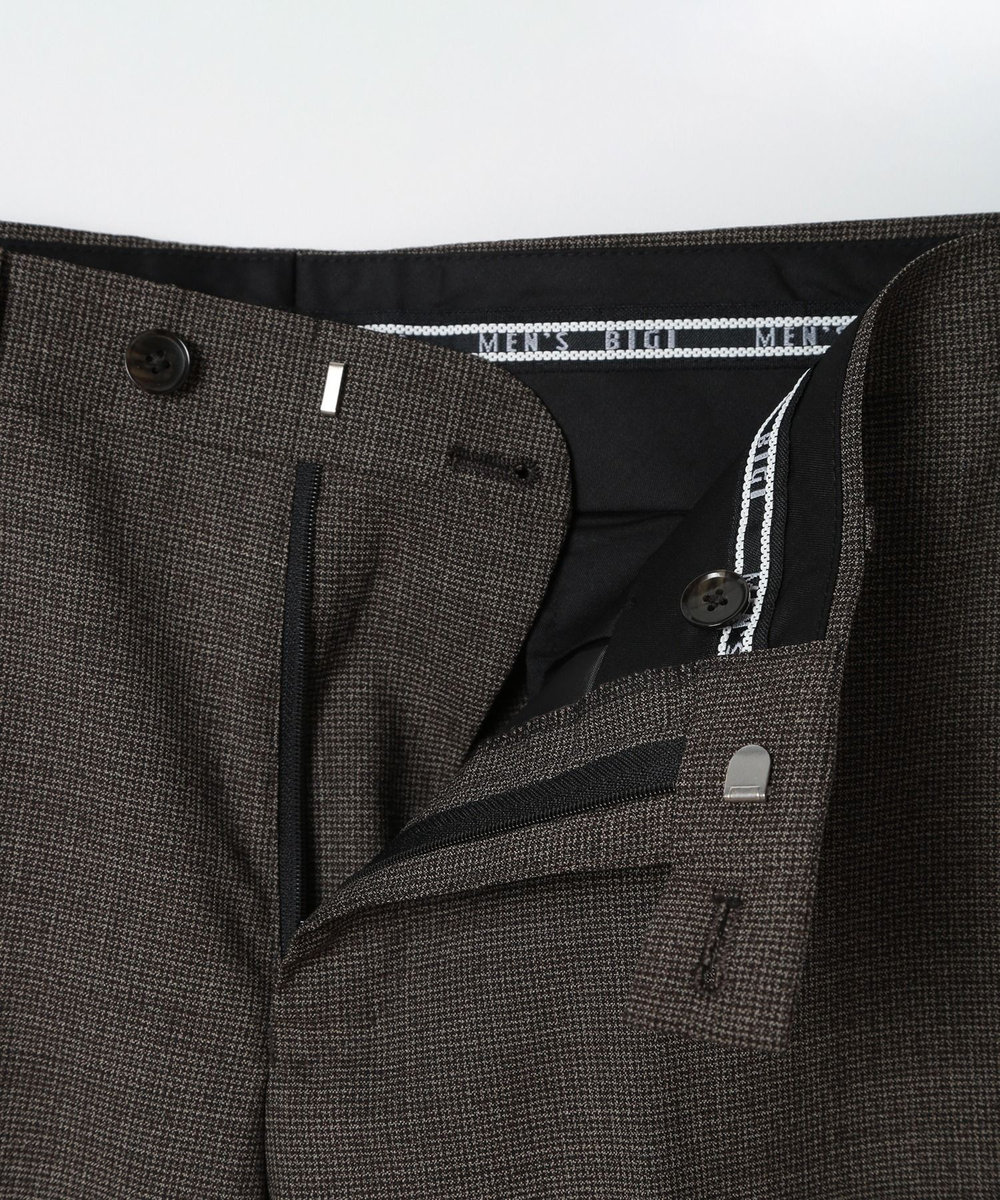 MEN'S BIGI ウールメランジ千鳥格子スーツ＜セットアップ＞ ブラウン
