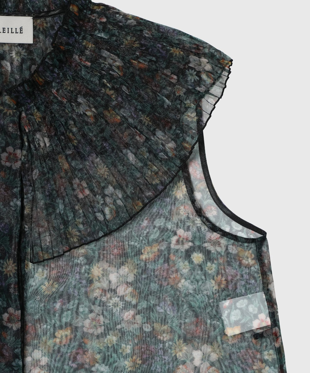 DÉPAREILLÉ FLOWER ORGANDY BLOUSE / フラワーオーガンジーブラウス ブラック