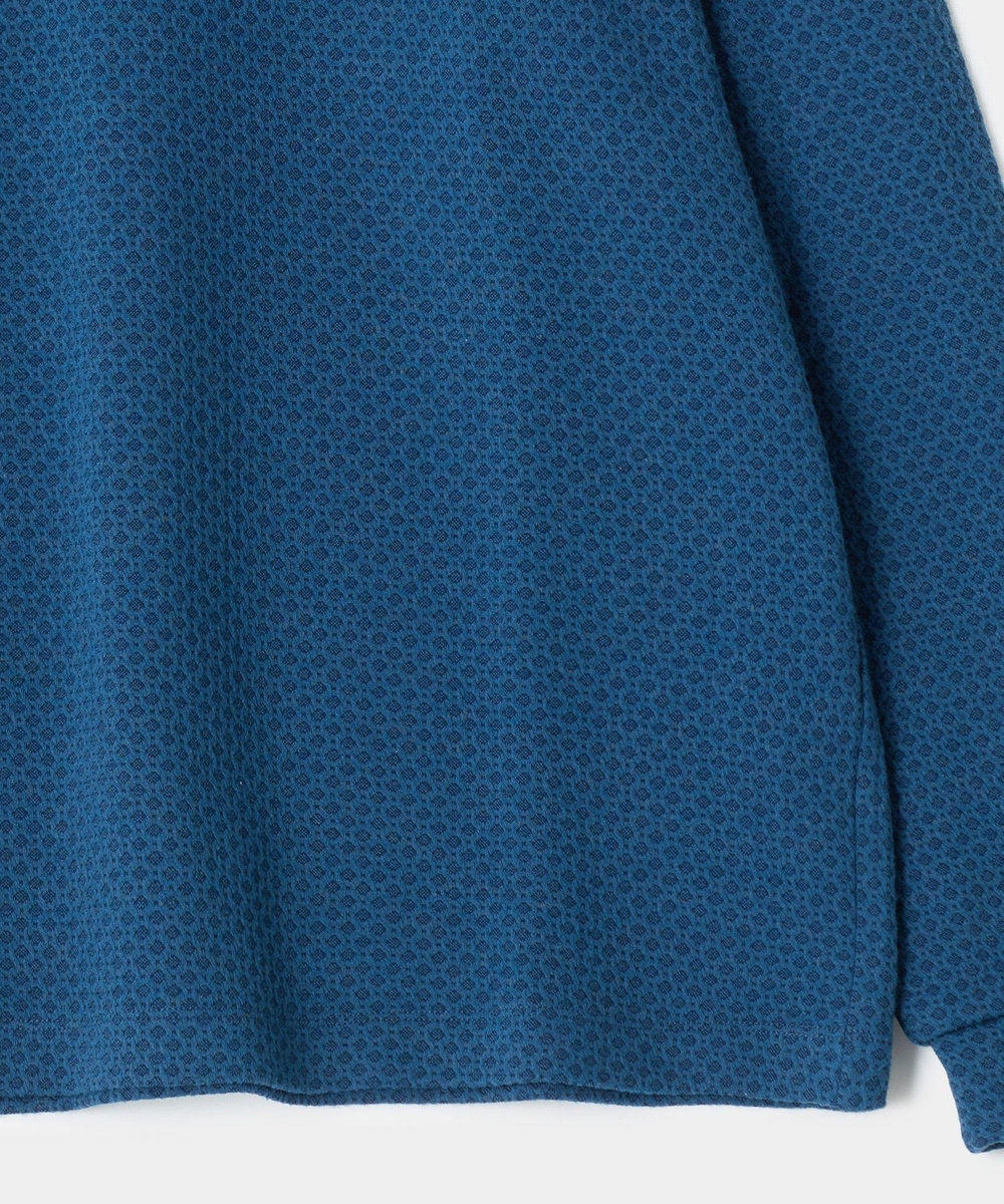 MEN'S BIGI ウール混フクレジャカード モックネックロングTEE［ストレッチ］ ターコイズブルー