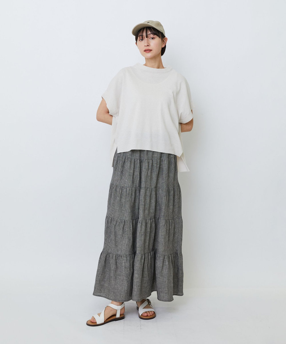 LOISIR 【MTサイズ有り】イージーティアードスカート チェック
