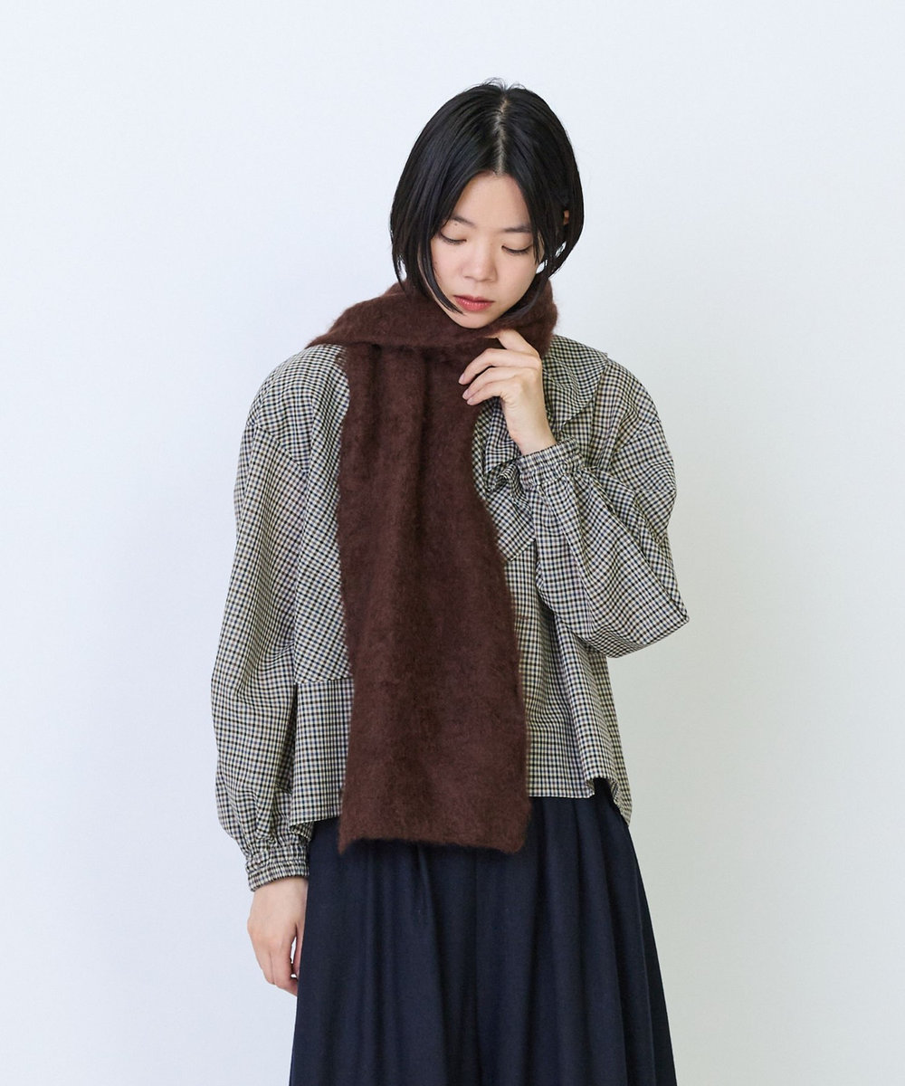 LOISIR カシミヤファー加工ストール ブラウン