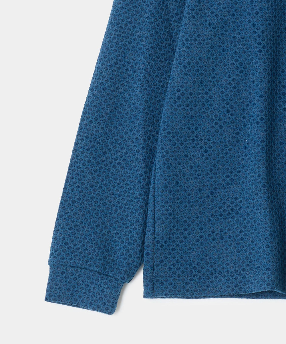 MEN'S BIGI ウール混フクレジャカード モックネックロングTEE［ストレッチ］ ターコイズブルー